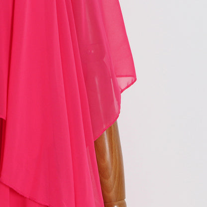 Chiffon High Neck Ruffle Women Long Holiday Dresses
