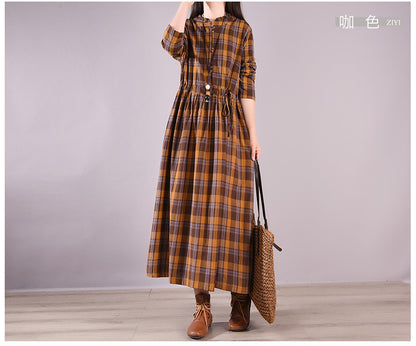 Vintage 80s Linen Drawstring Plus Sizes Long Dresses