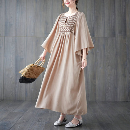 Vintage Embroidery Summer Plus Sizes Long Dresses
