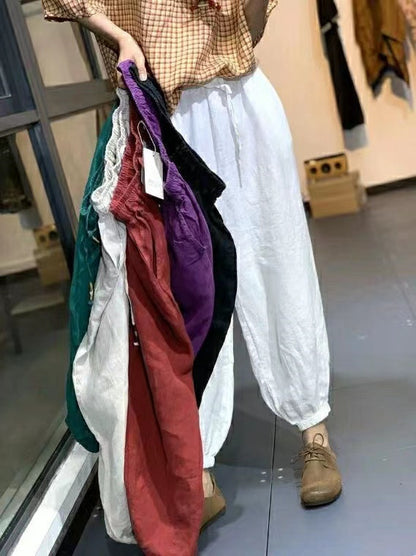 Vintage Linen Plus Sizes Women Harem Pants