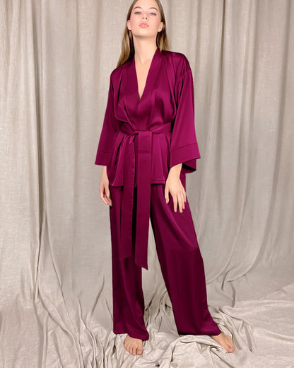 Women Satin Lace Up Fall Sleepwear Suits for Women