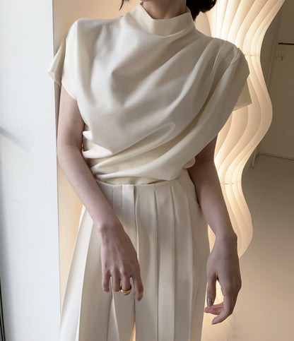 Elegant Designed Office Lady Shirts and Wide Legs Pants