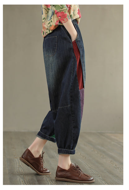 Vintage Denim Women Harem Pants