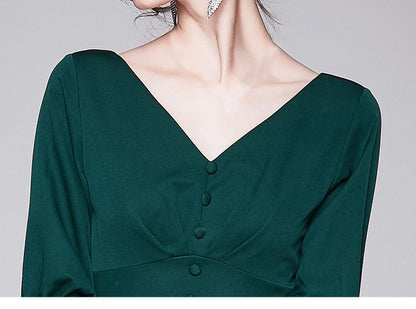 Elegant V Neck Long Evening Party Dresses
