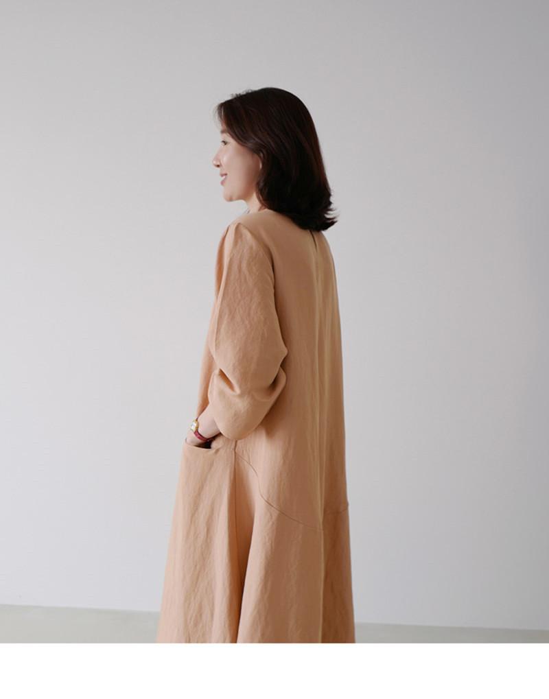 Plus Size Casual Linen A Line Long Dress-STYLEGOING