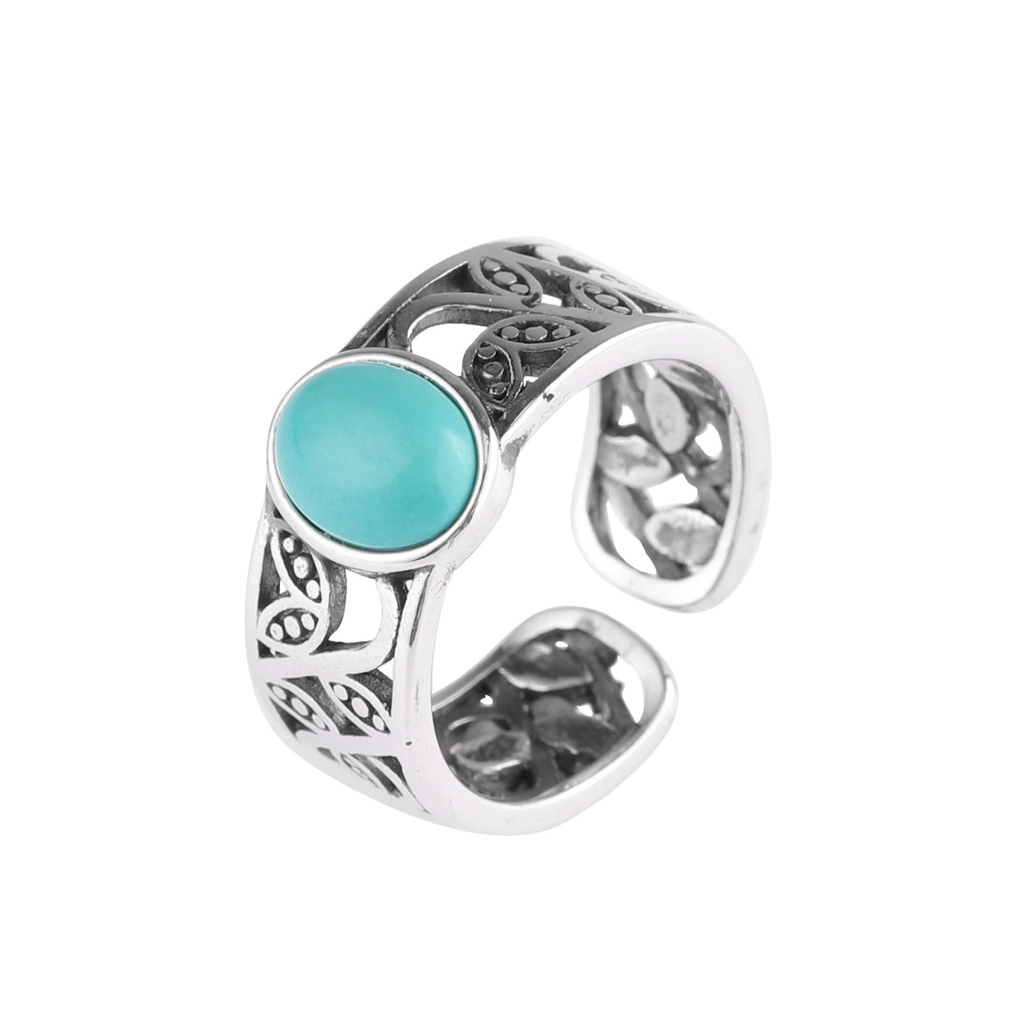 Antique Hollow Out Flower Design Silver Rings for Women
