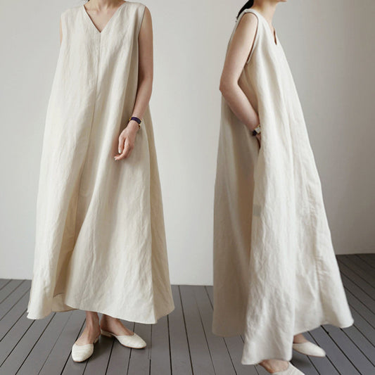 Women Linen Sleeveless Long Cozy Dresses