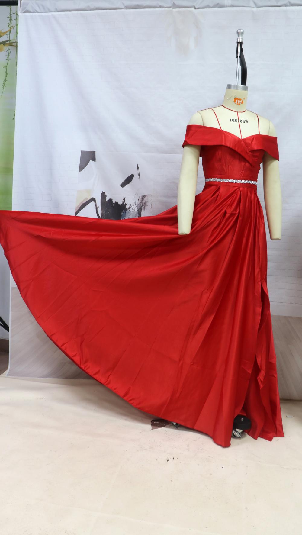 Red Off The Shoulder Long Evening Dresses