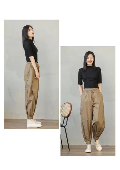 Designed Elastic Waist Women Harem Pants