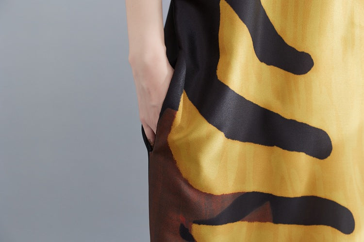 Vintage Leaf Print Summer Long Cozy Dresses