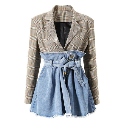 Designed Constract Fake Two Pices Women Overcoat