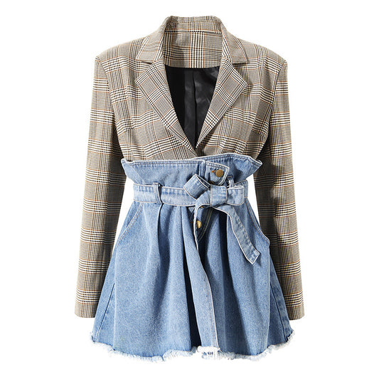 Designed Constract Fake Two Pices Women Overcoat
