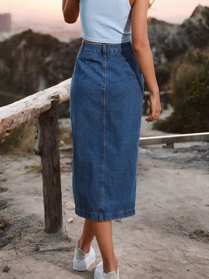 Sexy High Waist Slit Front Denim Skirts for Women