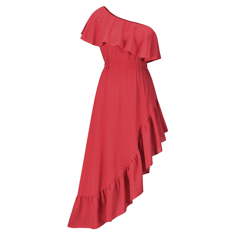Sexy One Shoulder Irregular Women Summer Dresses