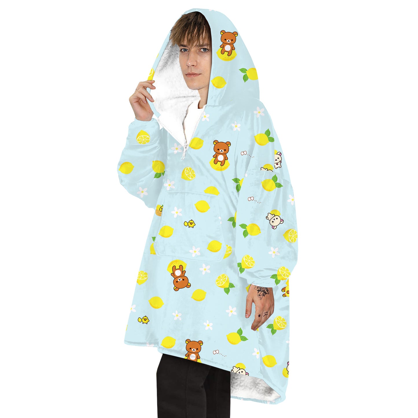 Soft Bee Print Lazy Wearable Watching TV Blanket