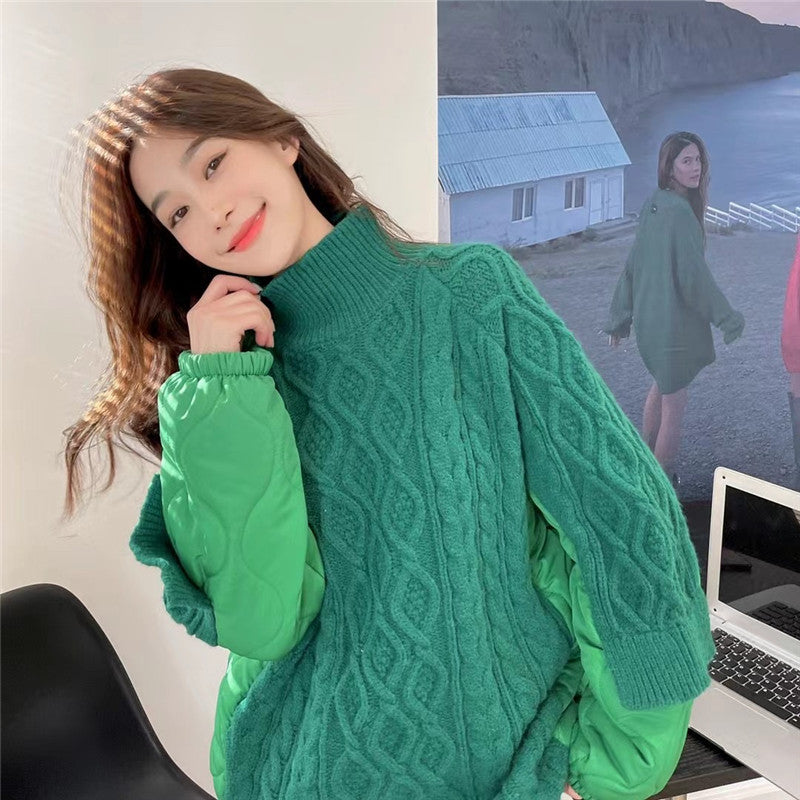 Women Warm High Neck Cotton Knitting Tops