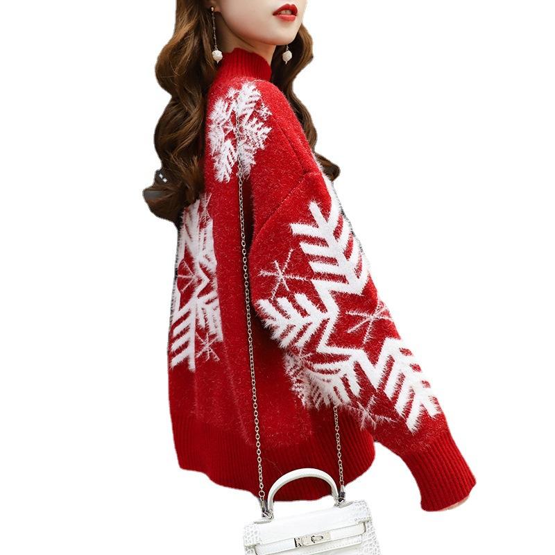 Christmas Snowflake High Neck Knitting Women Sweaters--Free Shipping at meselling99