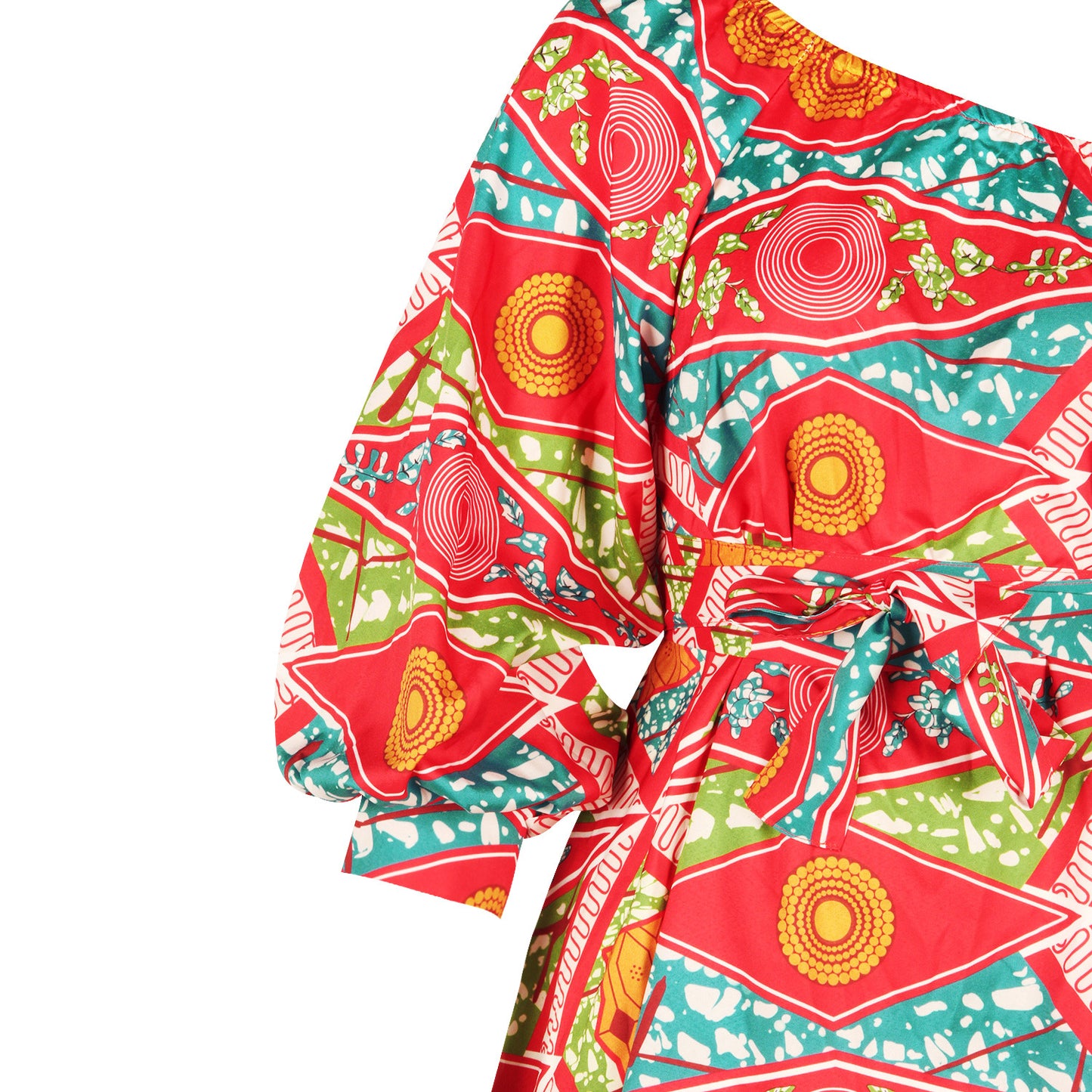 Designed African One Shoulder Long Sleeves Short Dresses