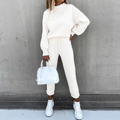 Casual High Neck Women Sports Suits with Pocket