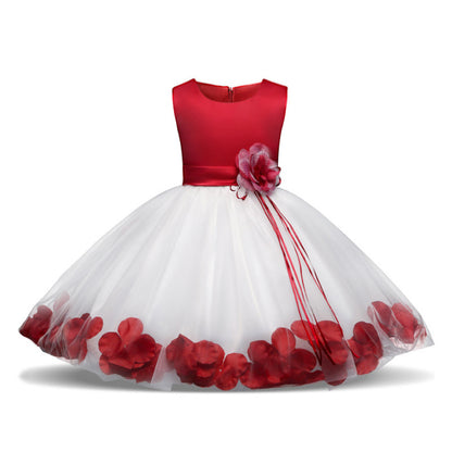 3D Flower Design Girls Princess Ball Gown Dresses