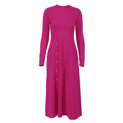 Sexy Autumn Round Neck Slim Knitting Long Dresses