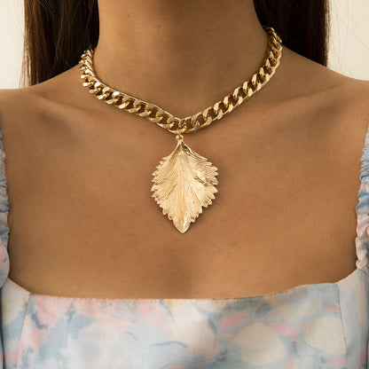 Fashion Leaf Design Hip Hop Women Necklaces