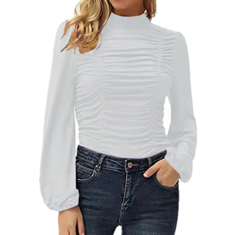 Spring High Neck Women Tight Long Sleeves T Shirts