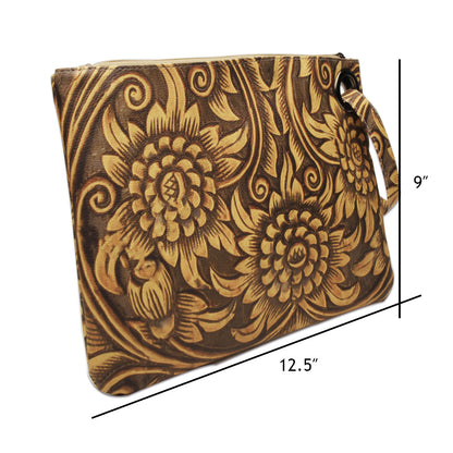 Women Sunflower Print Pu Leather Evening Clutch Bags