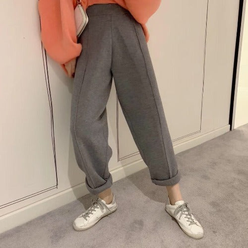 Casual High Waist Winter Knitting Harem Wide Legs Pants
