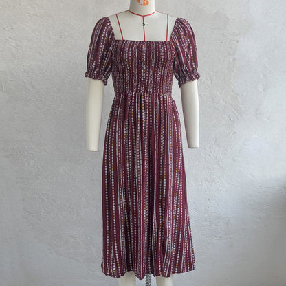 Summer Puff Sleeves Cotton Women Dresses