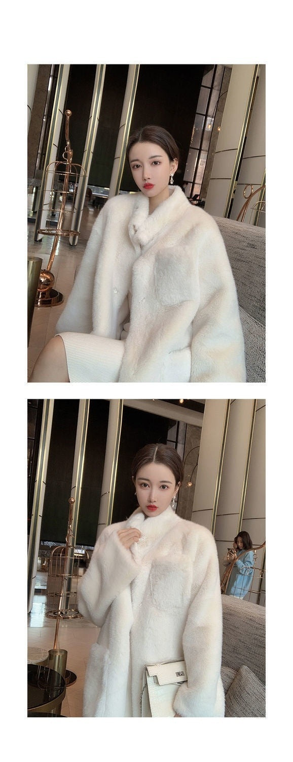 Winter Soft Warm Artificial Fur Long Overcoats for Women