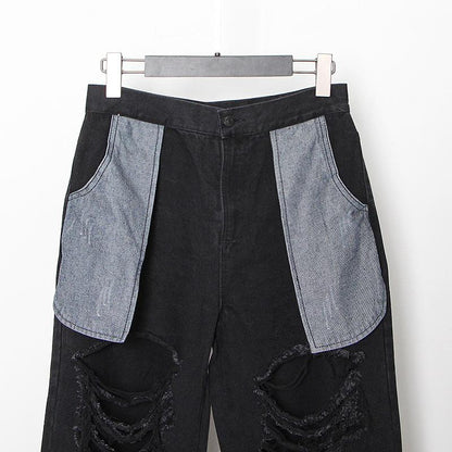 Causal Broken Holes High Waist Demin Pants-STYLEGOING