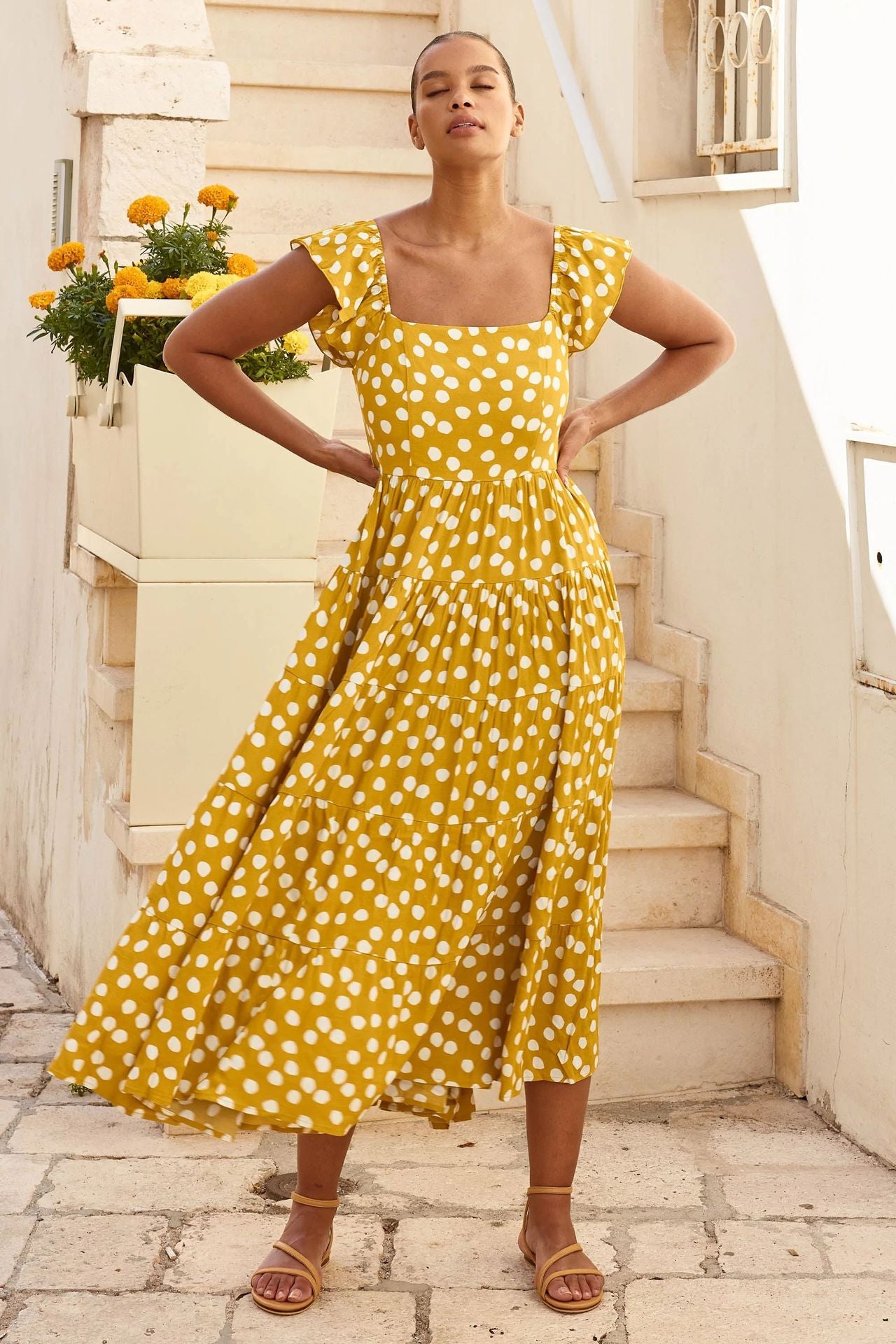 Casual High Waist Ruffled Summer Long Dresses