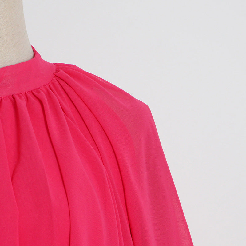 Chiffon High Neck Ruffle Women Long Holiday Dresses