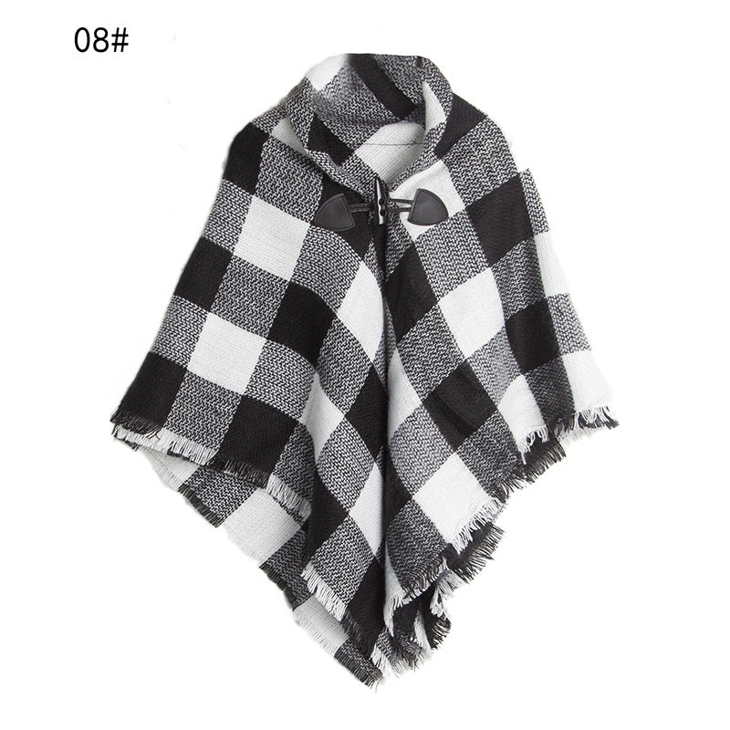 Winter Plaid Cloak Capes for Kids