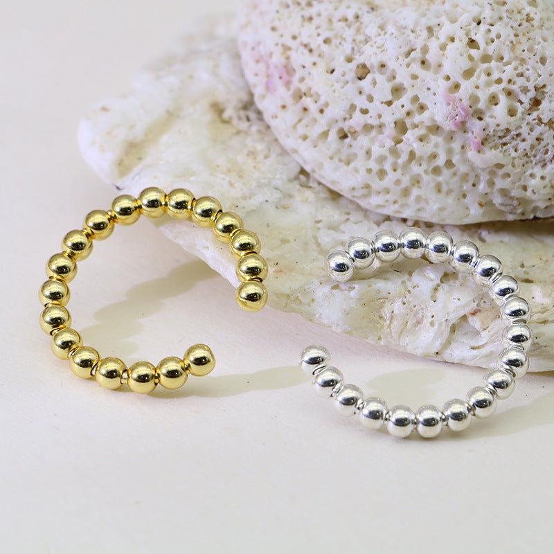 Beads Design Open End Silver Rings for Women