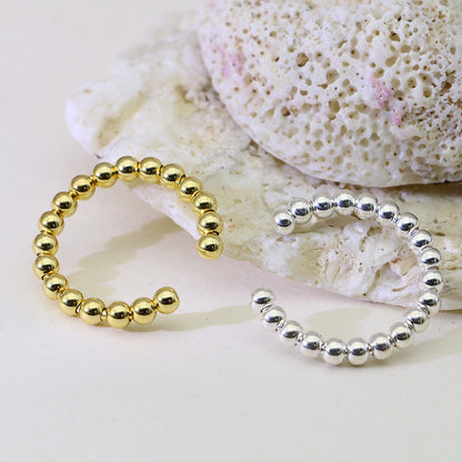 Beads Design Open End Silver Rings for Women