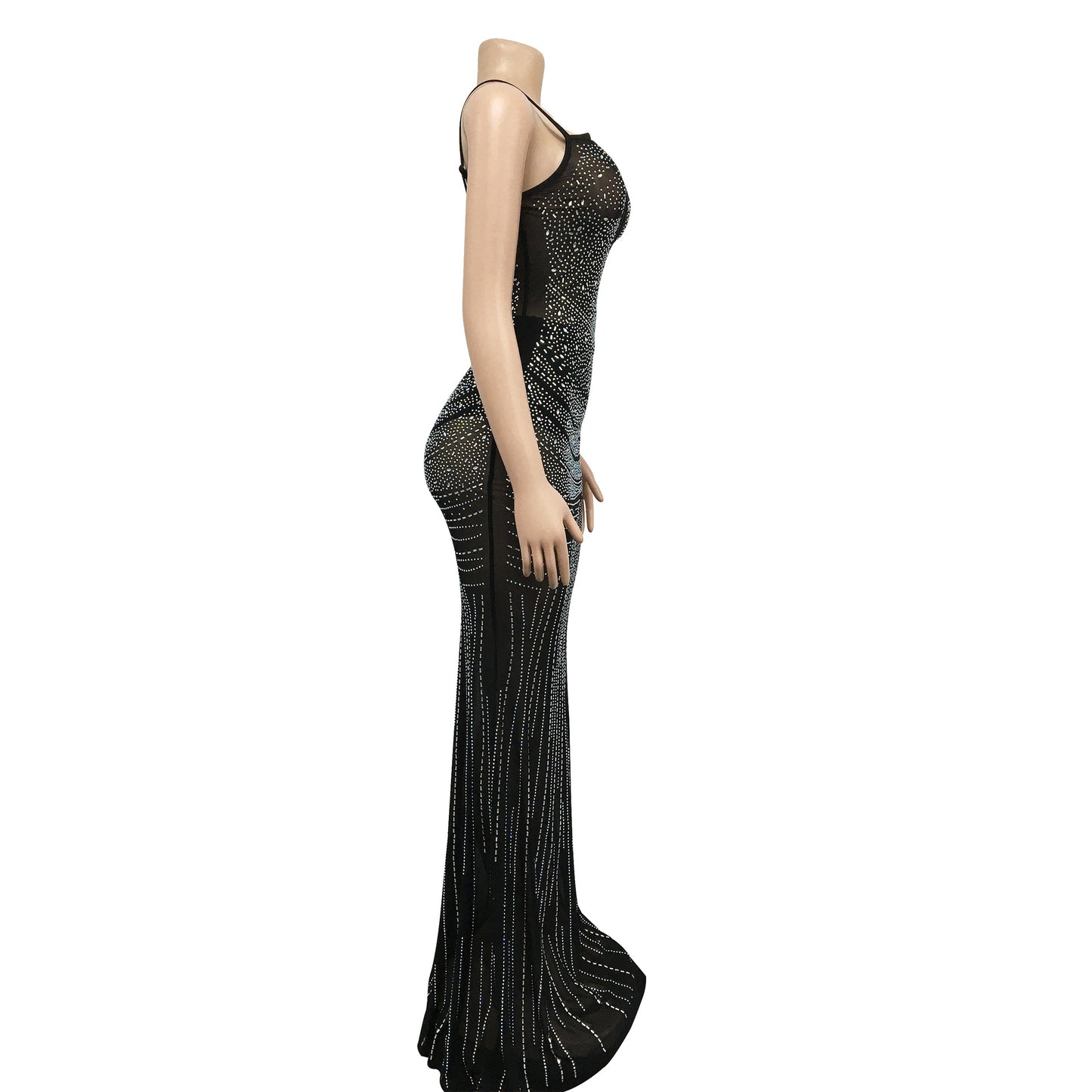 Sexy Diamond Sleeveless Long Evening Party Dresses