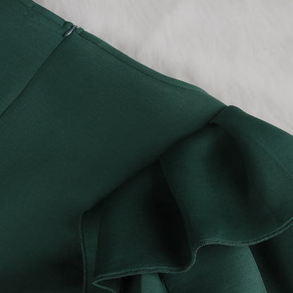 Sexy Ruffled Short Sleeves Women Green Evning Party Dresses