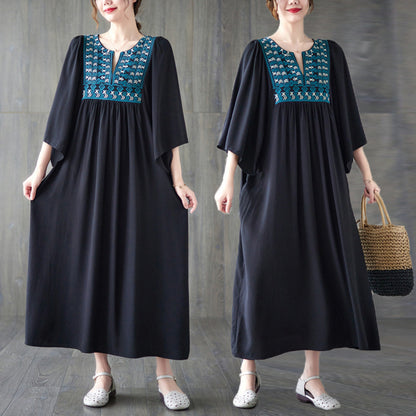 Vintage Embroidery Summer Plus Sizes Long Dresses