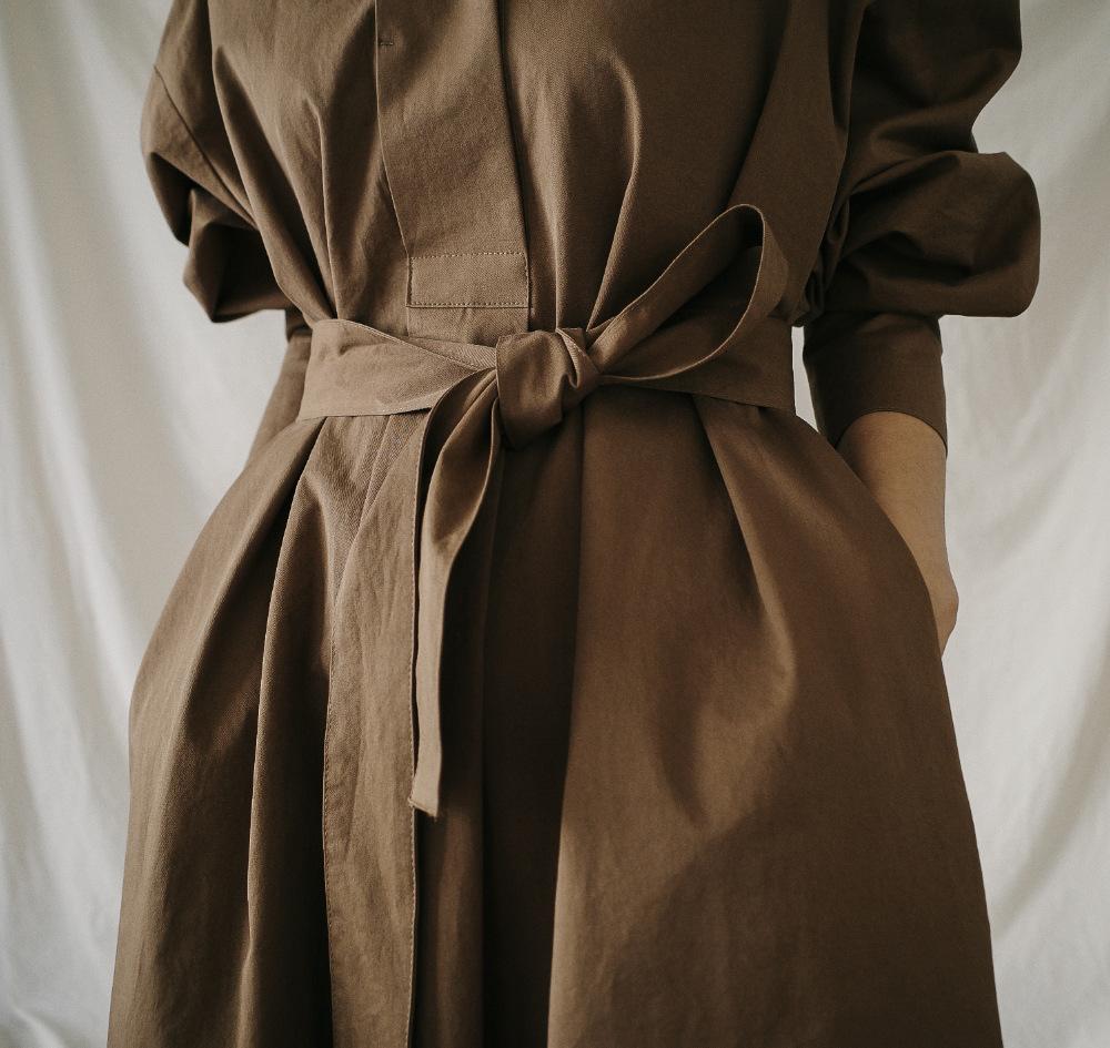 Class Bowknot Long Sleeves Maxi Shirt Dresses-STYLEGOING