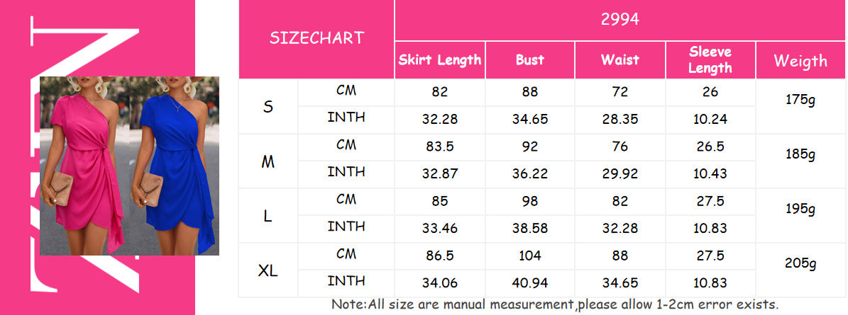 Sexy One Shoulder Mini Dresses for Women
