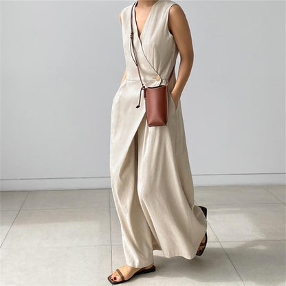 Women High Waist Casual Sleeveless Jumpsuits-STYLEGOING