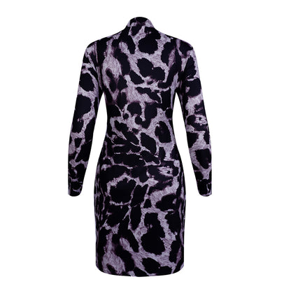 Sexy Snake Print Long Sleeves Sheath Dresses