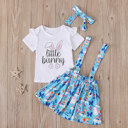 Easter Day Summer Girls Dresses Withe Letter&rabbit Design