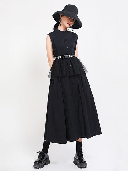 Casual Stand Collor Cotton Elegant Dresses
