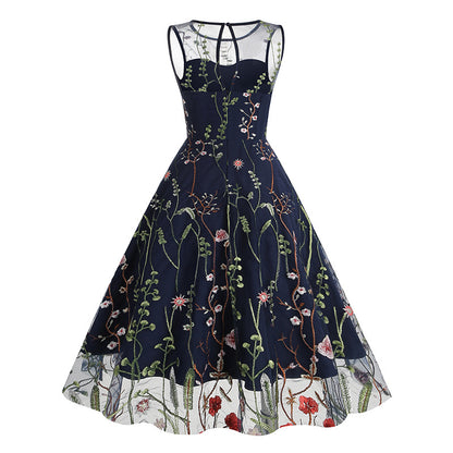 Vintage Sleeveless Embroidery Dresses