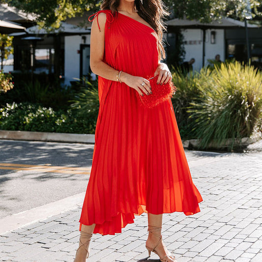 Casual One Shoulder Sleeveless Summer Long Dresses