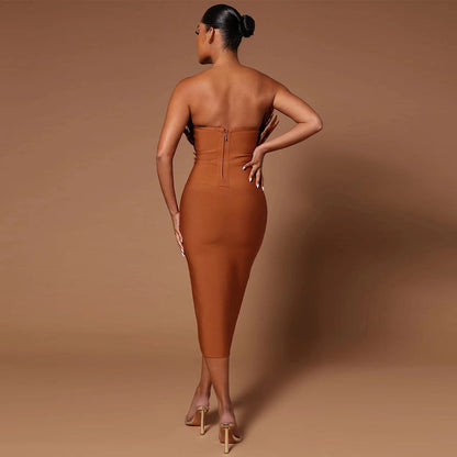Sexy Designed Feather Sheath Evening Party Dresses