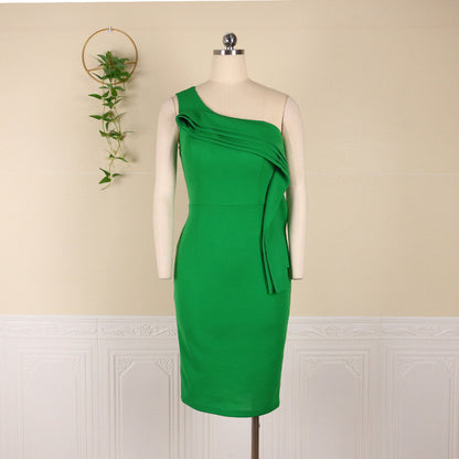 Sexy One Shoulder High Waist Office Lady Sheath Dresses